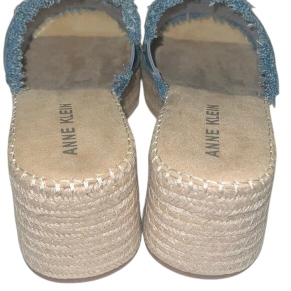 Anne Klein Crystal Denim Embellished Platform Espadrille Sandals Size 9.5 NIB - Picture 8 of 11